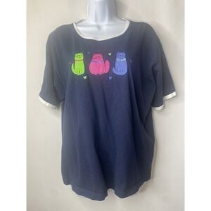 Top Stitch Novelty Crazy Cat Lady Shirt Measures Large/XL Vintage Kitty Kitchy